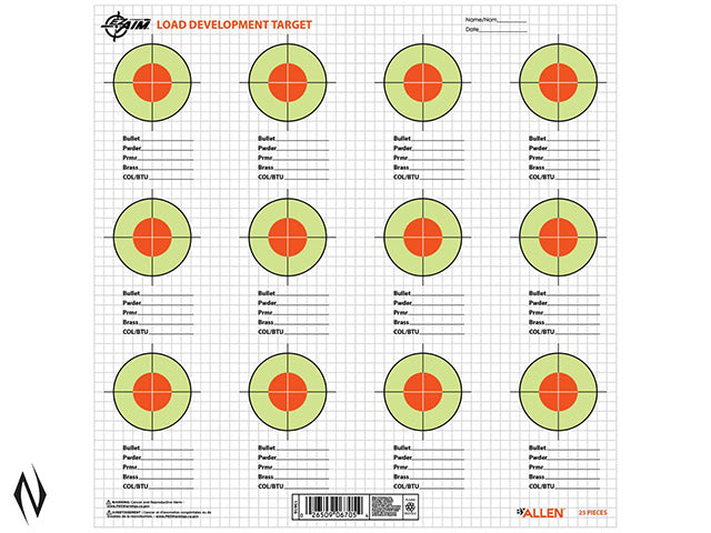 Allen EZ Aim Paper Target Load Development 25pk - - Mansfield Hunting & Fishing - Products to prepare for Corona Virus