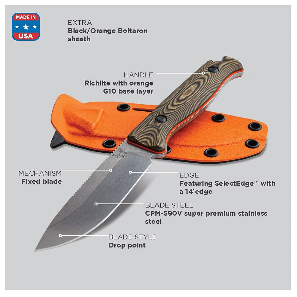 Benchmade Saddle Mountain Skinner S90V Steel Fixed Blade Knife - - Mansfield Hunting & Fishing - Products to prepare for Corona Virus
