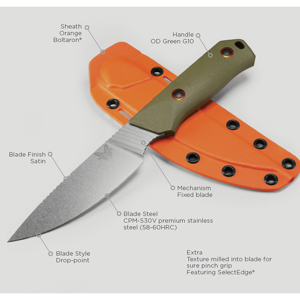 Benchmade Raghorn CPM-S30V Steel Fixed Blade Knife - - Mansfield Hunting & Fishing - Products to prepare for Corona Virus