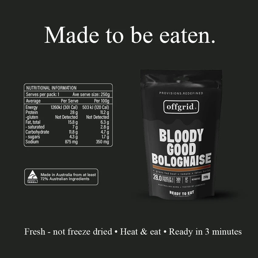 Offgrid Provisions Bloody Good Bolognaise - 250g - - Mansfield Hunting & Fishing - Products to prepare for Corona Virus