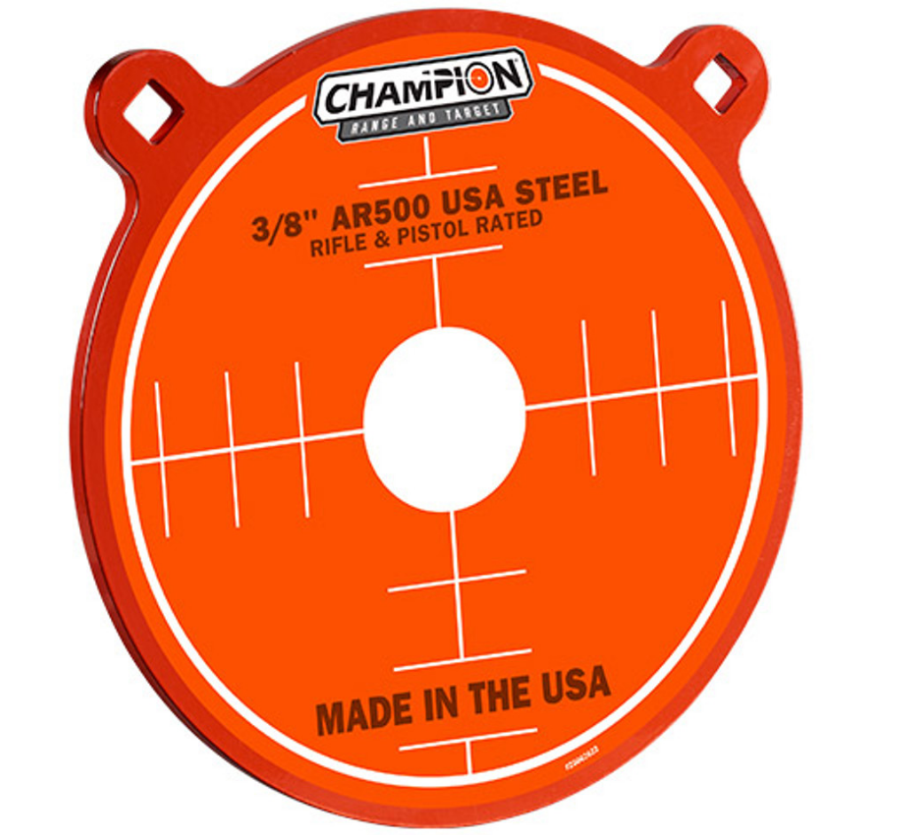 Champion AR500 Centrefire Rifle steel Target 3/8in GONG - - Mansfield Hunting & Fishing - Products to prepare for Corona Virus