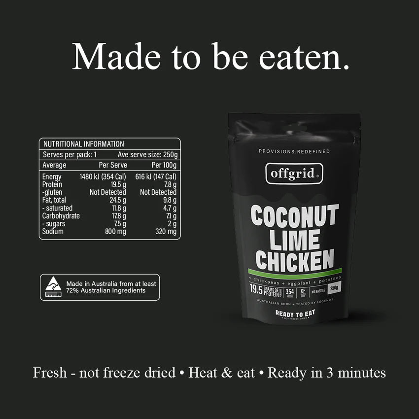Offgrid Provisions Coconut Lime Chicken 250gr - - Mansfield Hunting & Fishing - Products to prepare for Corona Virus