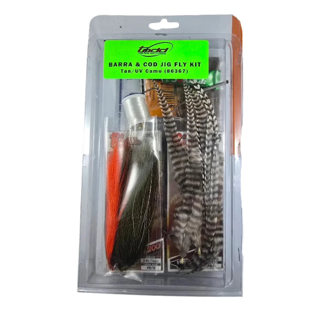 EJ Todd Barra & Cod Jig Fly Tying Kit - TAN CAMO - Mansfield Hunting & Fishing - Products to prepare for Corona Virus