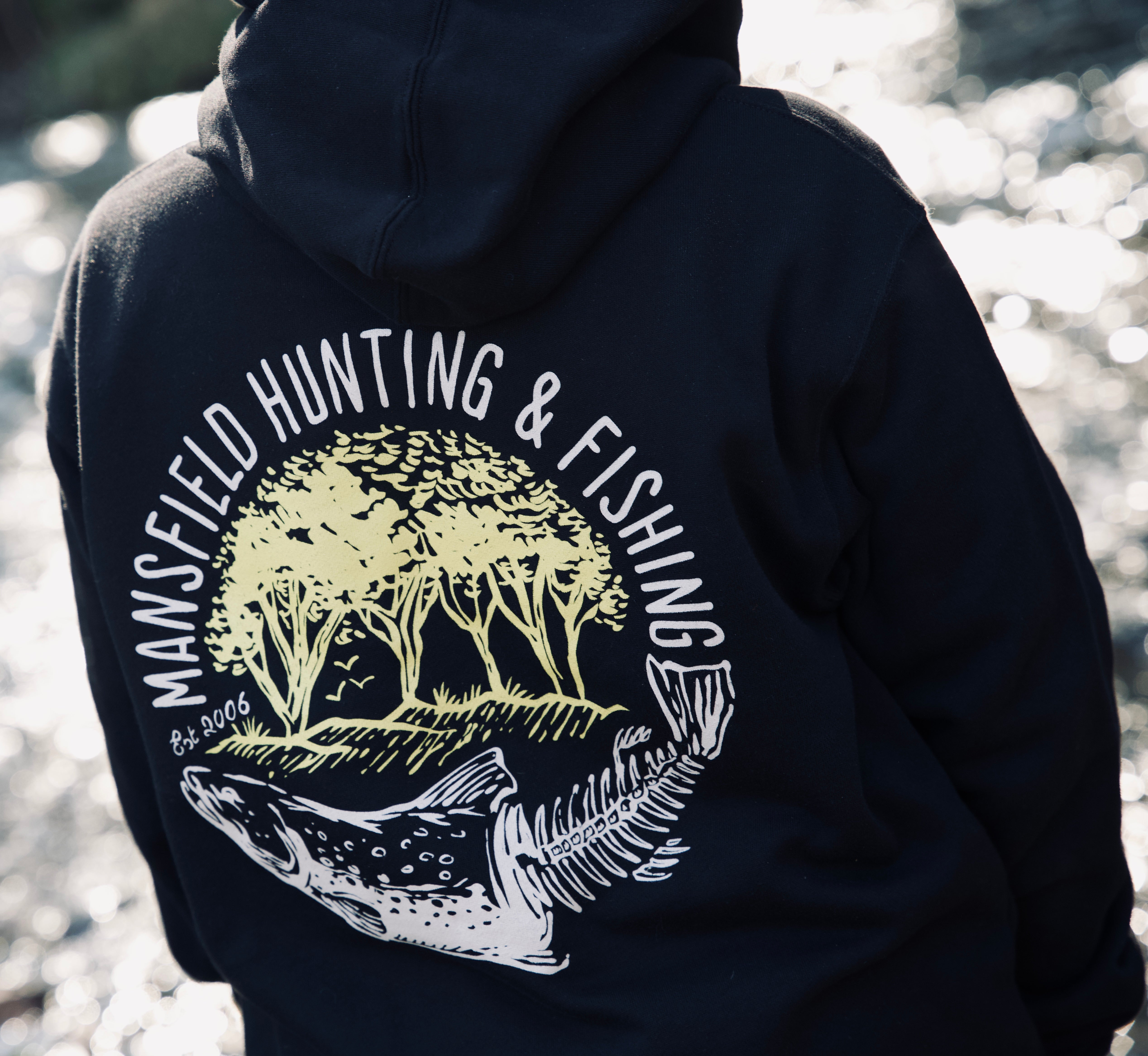 MHF Mens Skeleton Trout Hoodie - Black - - Mansfield Hunting & Fishing - Products to prepare for Corona Virus