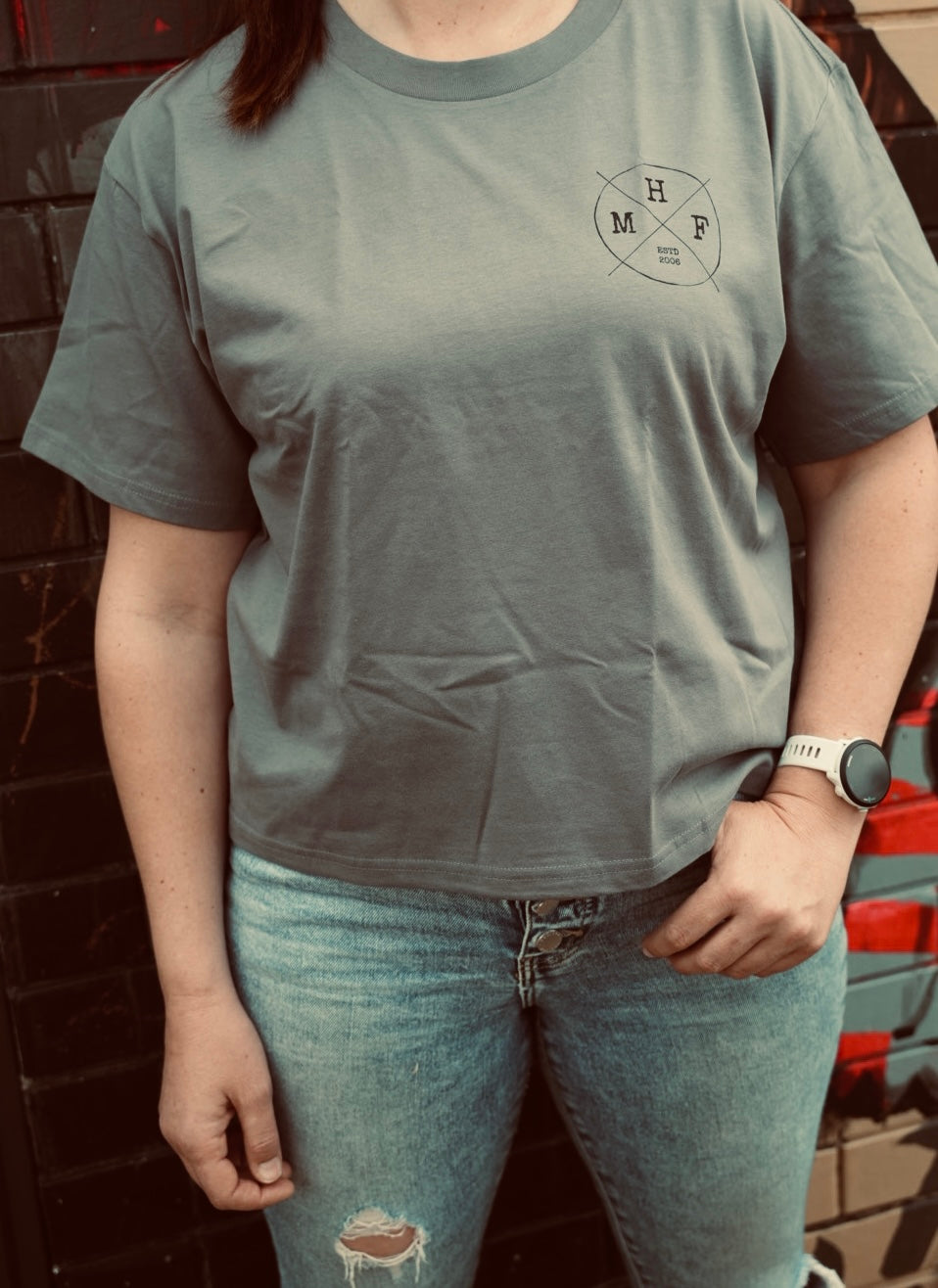 MHF Womens Lifestyle Box Tee - Shadow - - Mansfield Hunting & Fishing - Products to prepare for Corona Virus