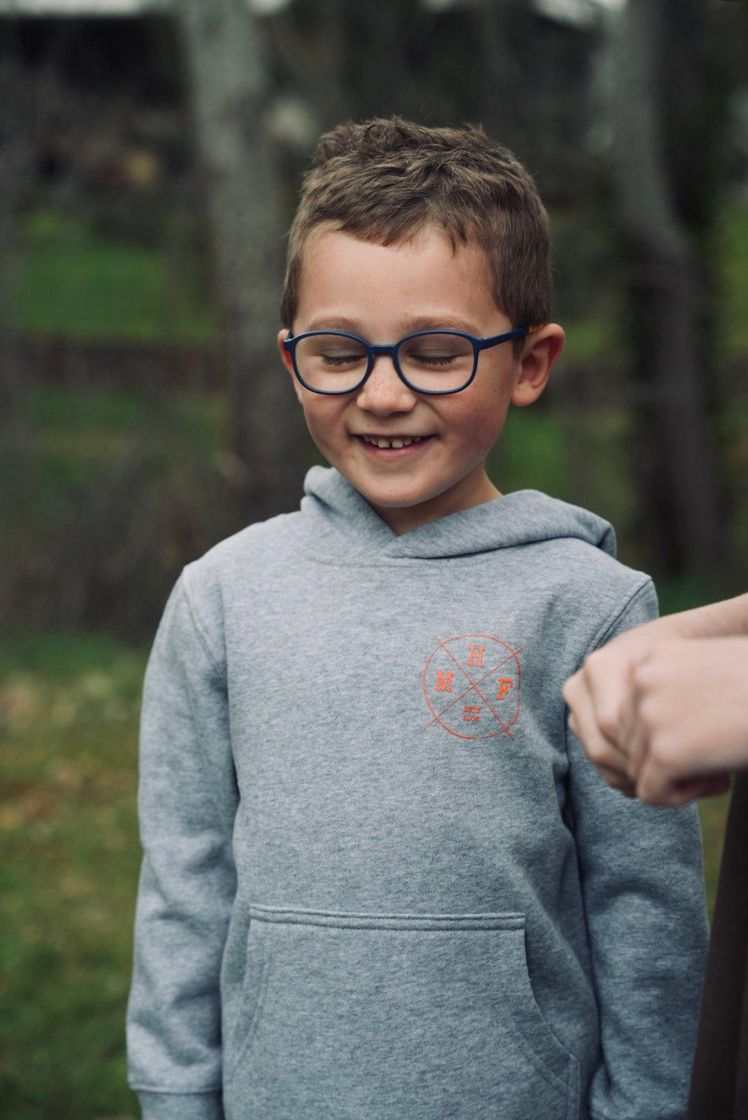 MHF Kids Lifestyle Hoodie - Grey Marle/Orange - - Mansfield Hunting & Fishing - Products to prepare for Corona Virus