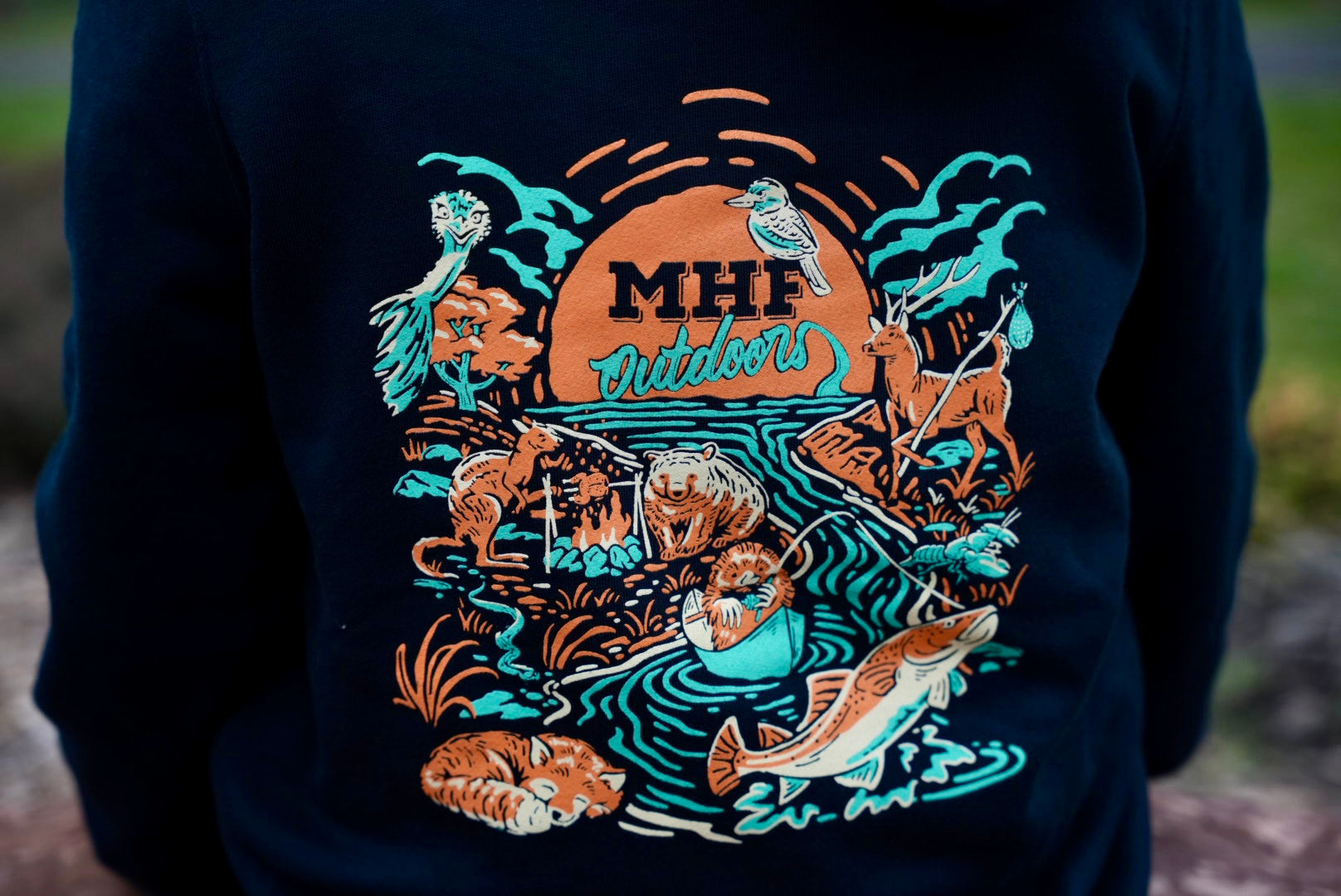 MHF Kids Wild Aussie Hoodie - Navy - - Mansfield Hunting & Fishing - Products to prepare for Corona Virus