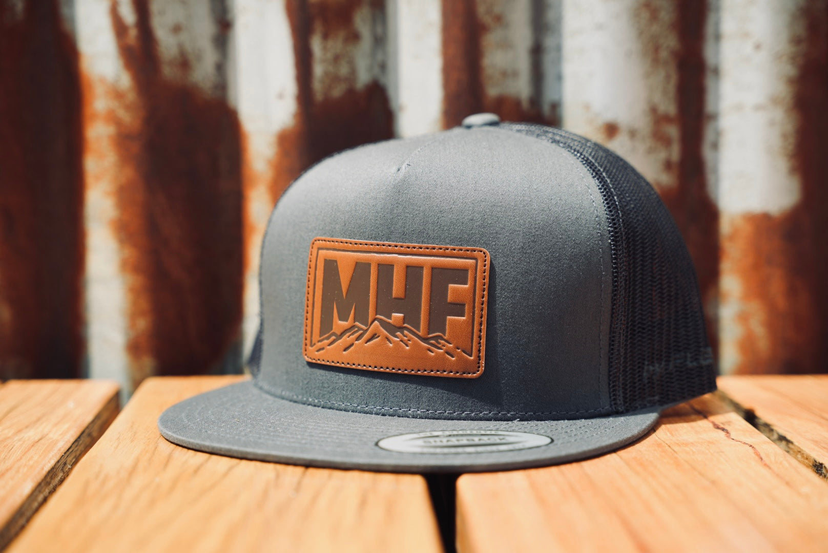 MHF Leather Patch Cap - Charcoal - - Mansfield Hunting & Fishing - Products to prepare for Corona Virus