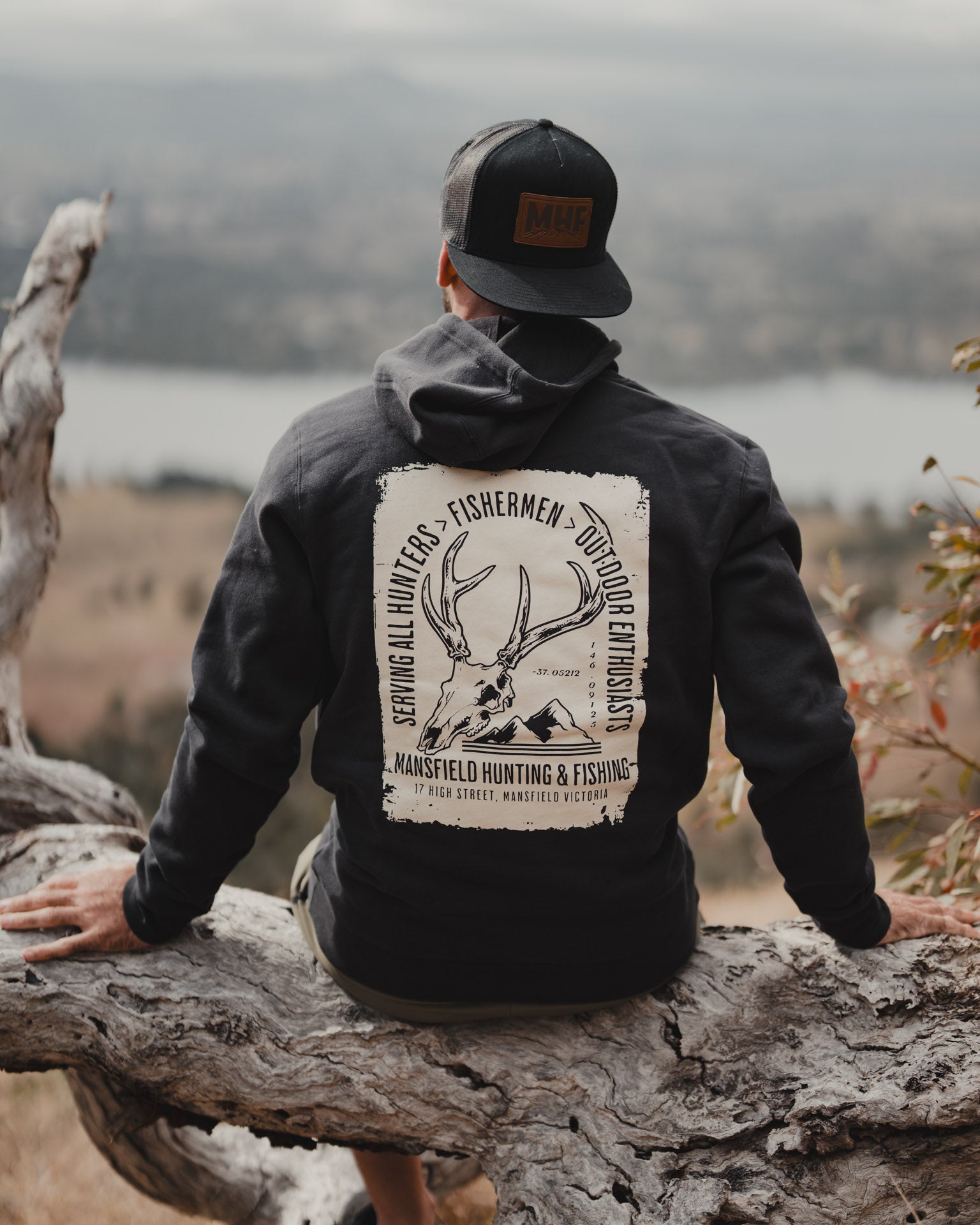 MHF Stamp Hoodie - Coal - XS / COAL - Mansfield Hunting & Fishing - Products to prepare for Corona Virus