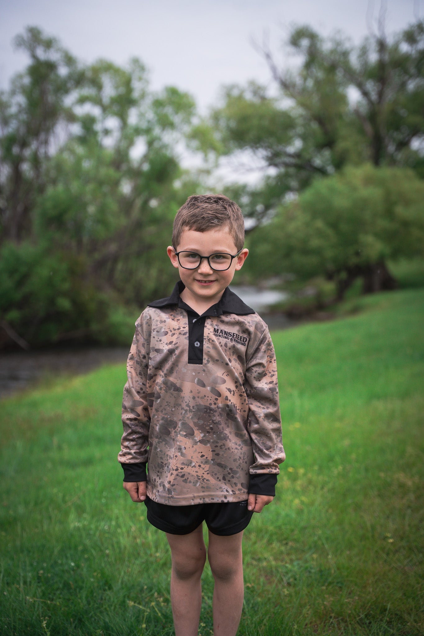 MHF Kids Cod Fishing Shirt - UV50 - Tan - - Mansfield Hunting & Fishing - Products to prepare for Corona Virus