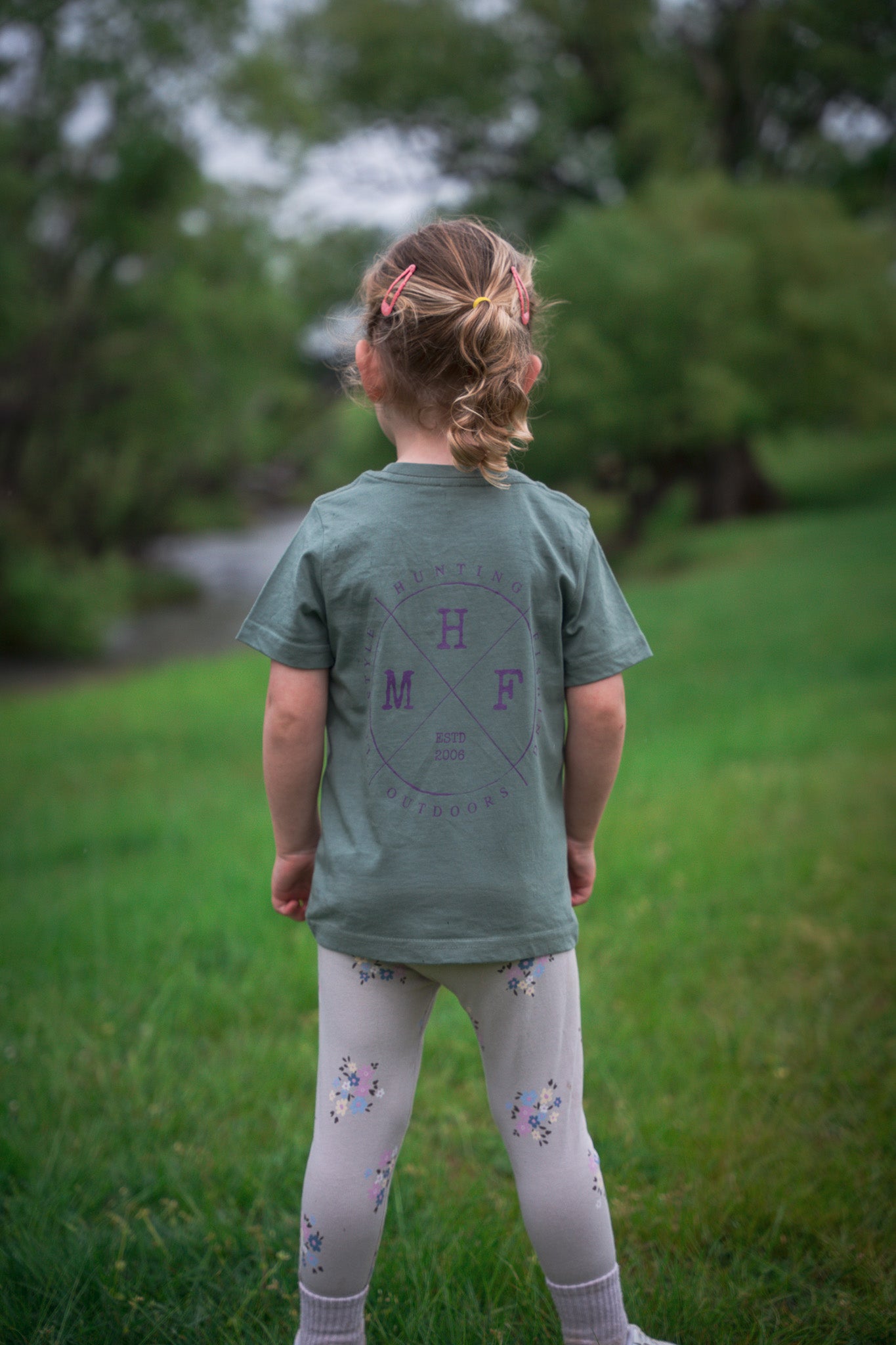MHF Kids Lifestyle T-Shirt - Sage/Fuscia - - Mansfield Hunting & Fishing - Products to prepare for Corona Virus