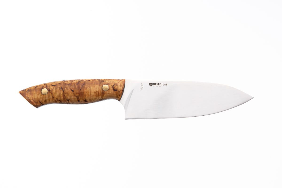 Helle-Dele 12c27 Steel Blade, Curly Birch Handle, Leather Sheath -  - Mansfield Hunting & Fishing - Products to prepare for Corona Virus