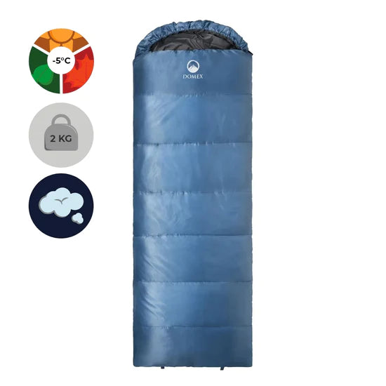 Domex Bushmate -5 Synthetic Fill LH Sleeping Bag - LONG / STEEL BLUE - Mansfield Hunting & Fishing - Products to prepare for Corona Virus
