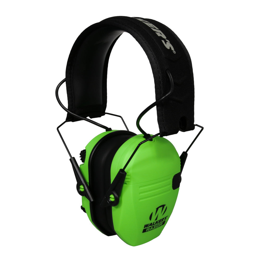 Walker's Raxor Slim Electronic Earmuff Hi Viz Green - - Mansfield Hunting & Fishing - Products to prepare for Corona Virus