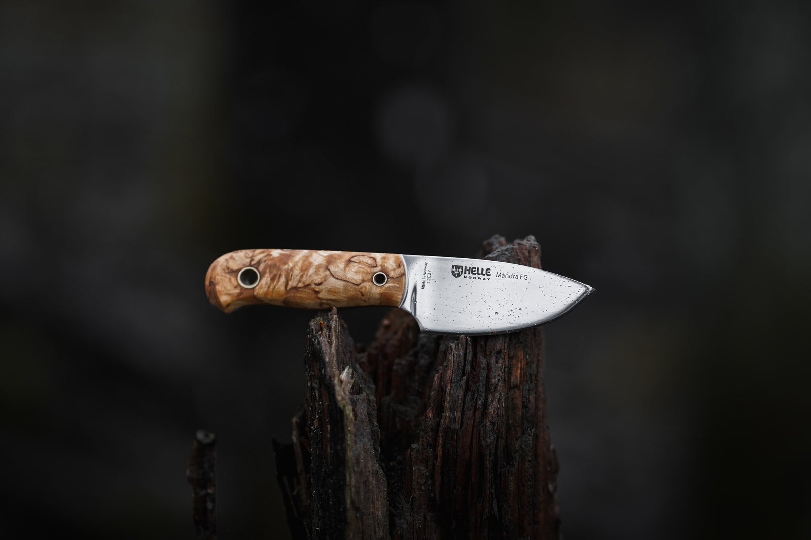 Helle Mandra FG - Curly Birch & White Liners Handle - - Mansfield Hunting & Fishing - Products to prepare for Corona Virus
