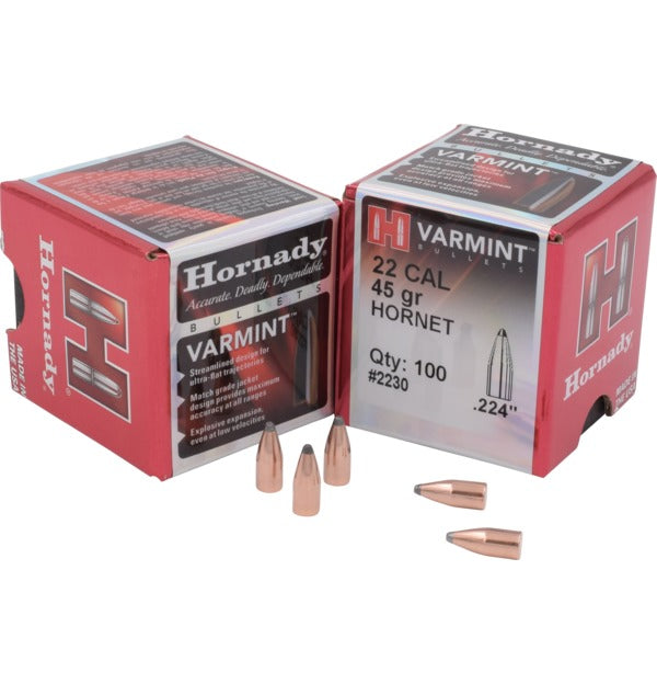 Hornady 22 Cal 45gr Hornet Projectiles - 100pk -  - Mansfield Hunting & Fishing - Products to prepare for Corona Virus