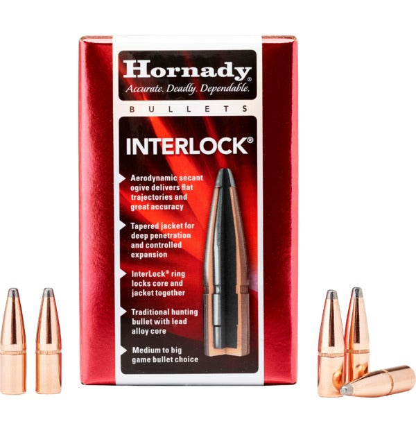 Hornady 30 Cal 180gr Interlock Projectiles - 100pk -  - Mansfield Hunting & Fishing - Products to prepare for Corona Virus