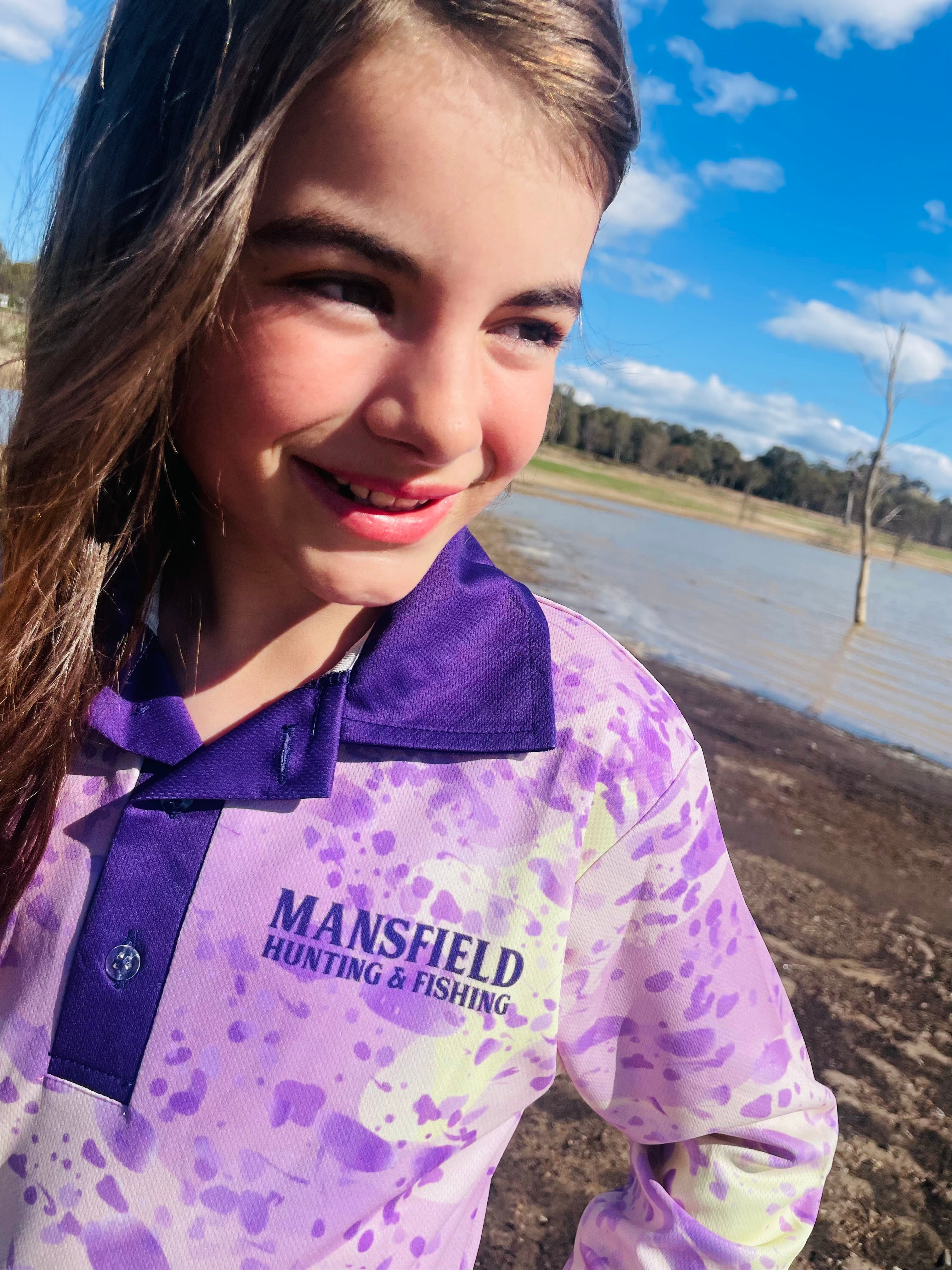 MHF Kids Cod Fishing Shirt - UV50 - Lilac/Yellow - - Mansfield Hunting & Fishing - Products to prepare for Corona Virus