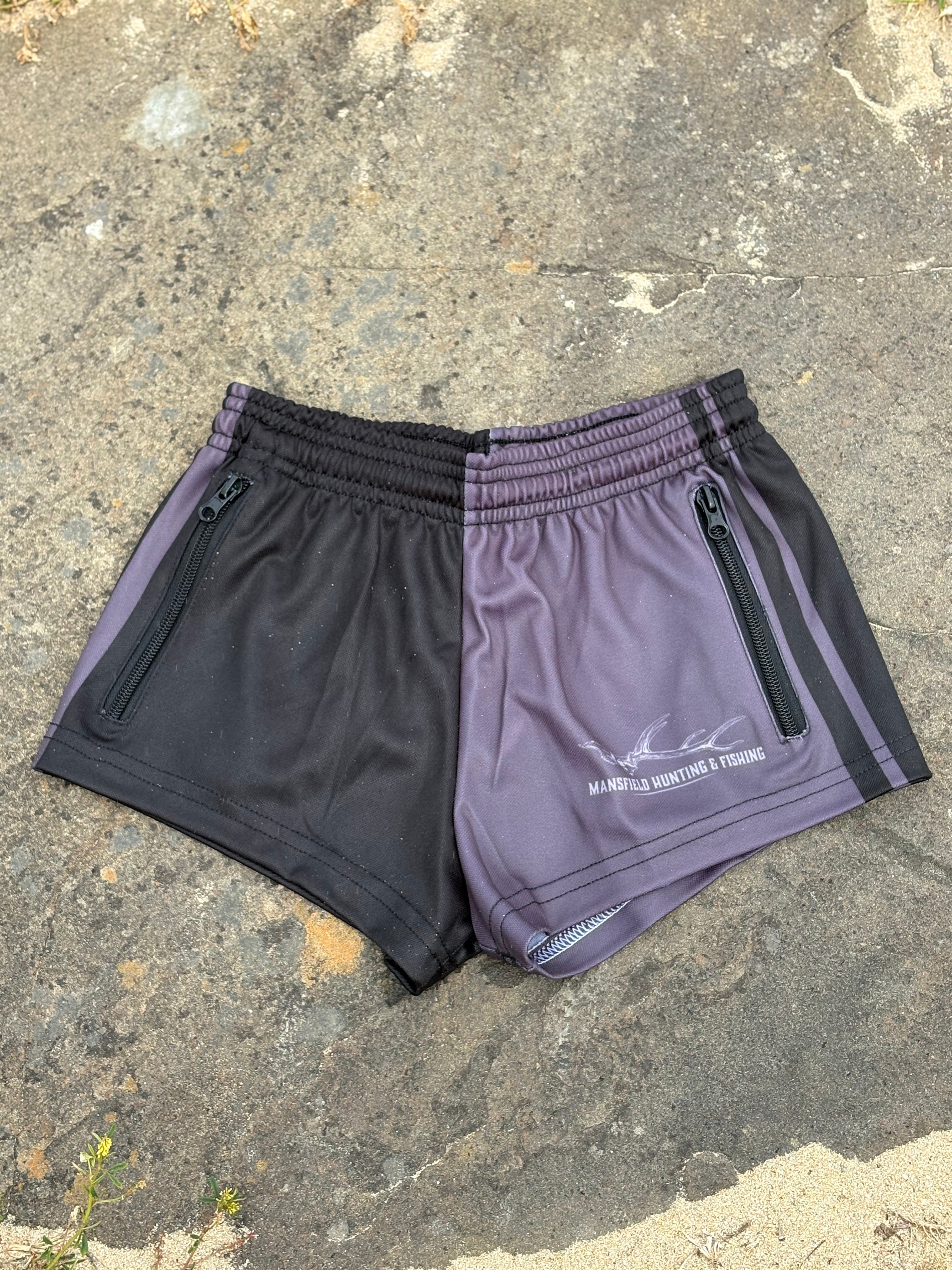 MHF Kids Euro Skull Footy Shorts - Side Zip Pockets