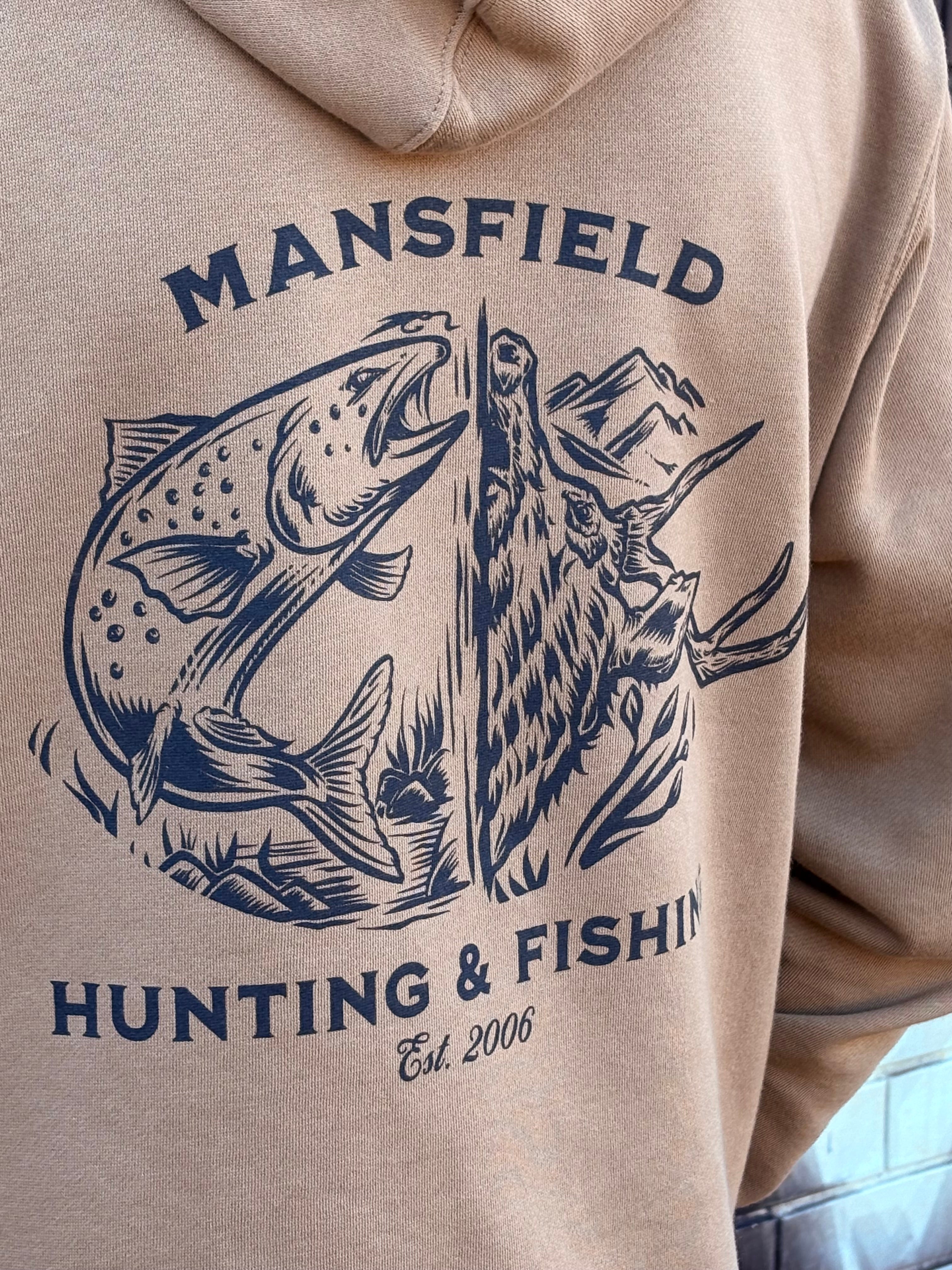 MHF Deer/Fish Hoodie - Sand - - Mansfield Hunting & Fishing - Products to prepare for Corona Virus