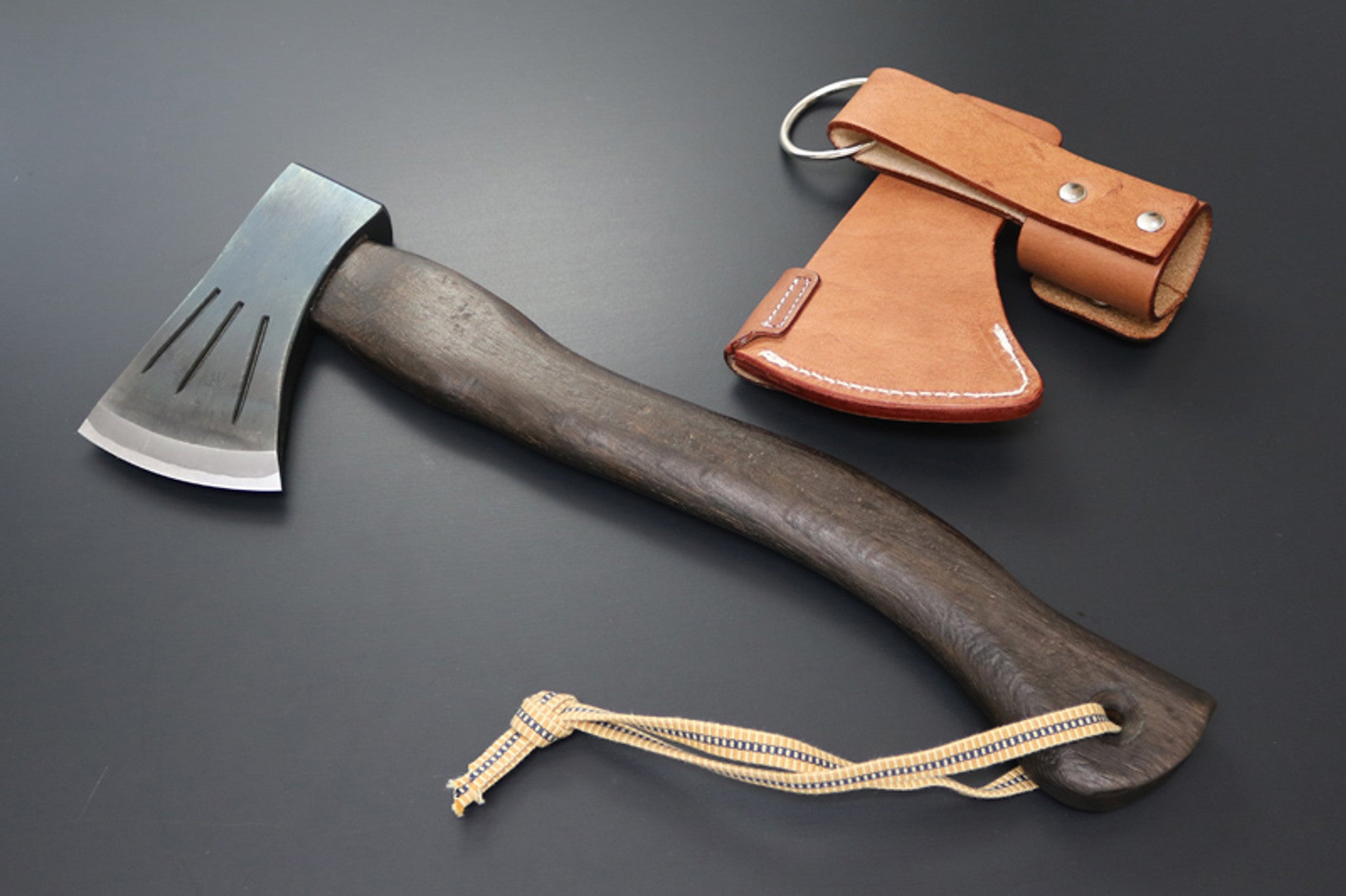 Kanetsune KB157 Danro Burned Hand Axe 85mm Blade With Leather Sheath -  - Mansfield Hunting & Fishing - Products to prepare for Corona Virus