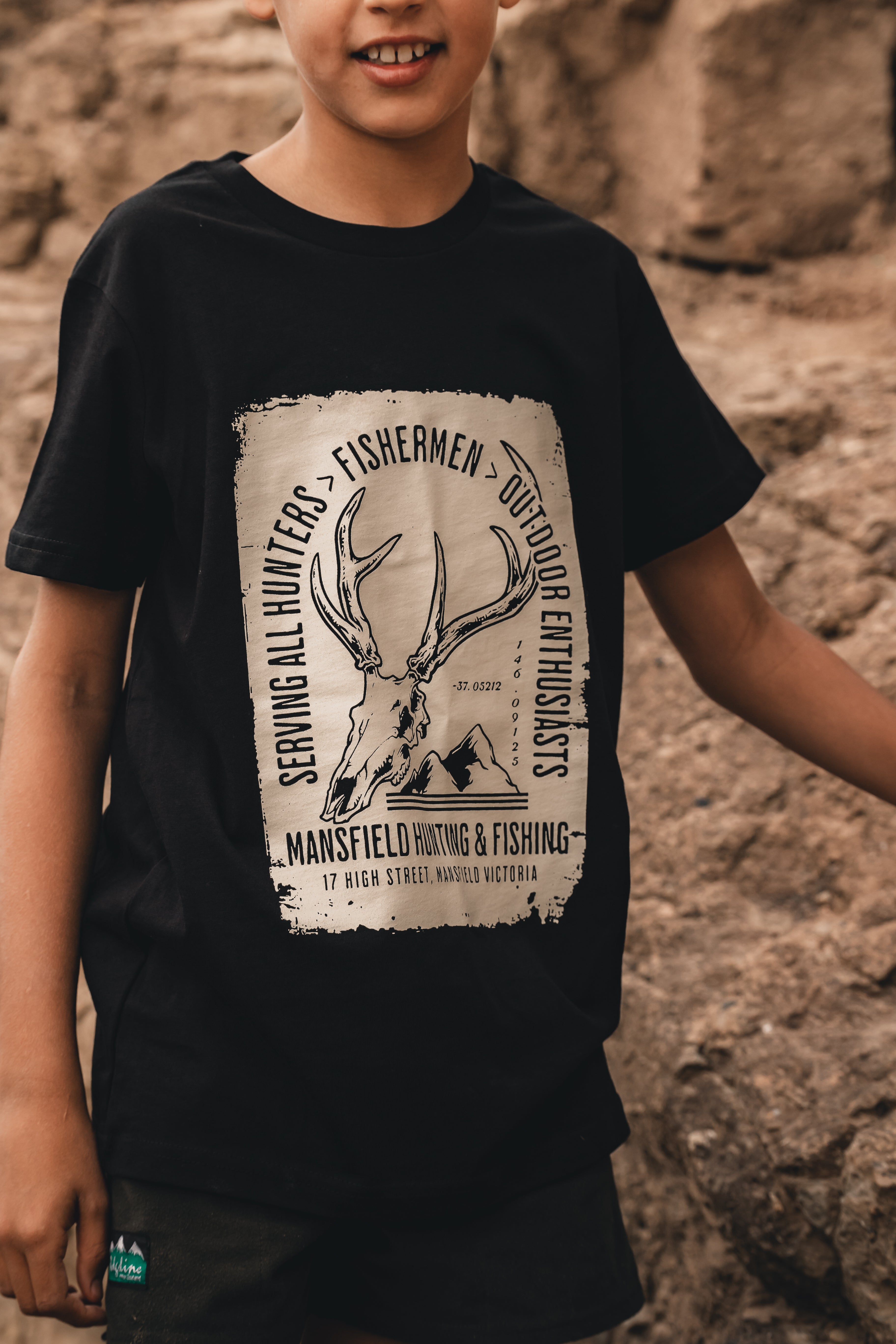 MHF Kids Stamp Tee - 2 / BLACK - Mansfield Hunting & Fishing - Products to prepare for Corona Virus