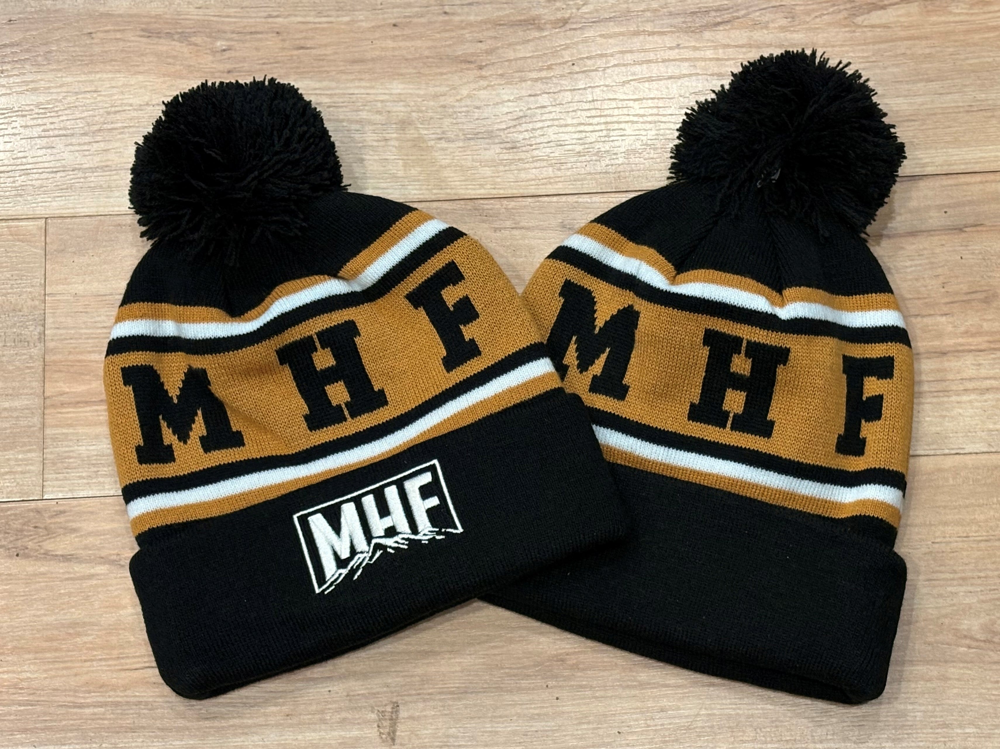 MHF Tan Black Mountain Beanie with Pom Pom - - Mansfield Hunting & Fishing - Products to prepare for Corona Virus