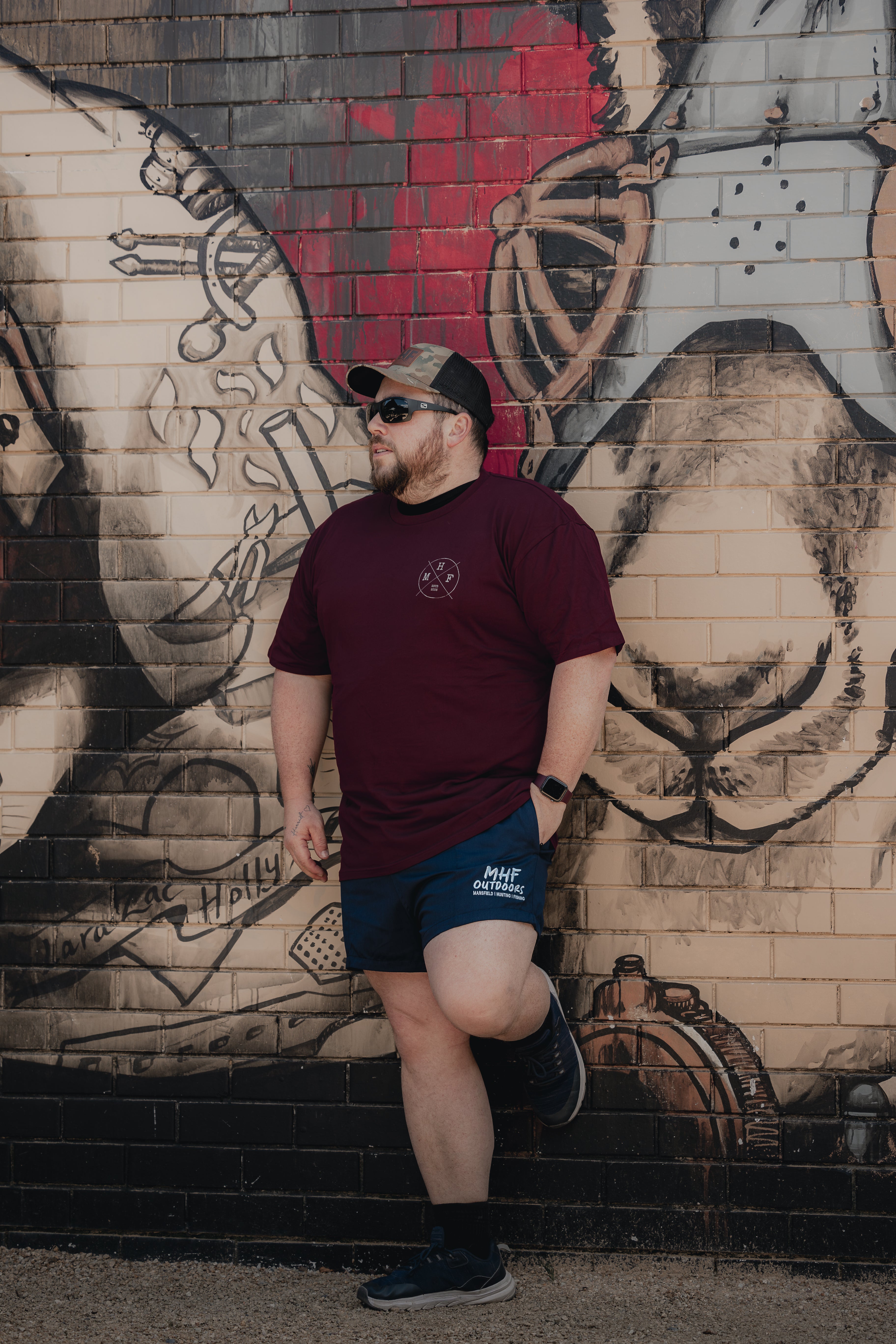 MHF Lifestyle Tee - Burgundy/Grey -  - Mansfield Hunting & Fishing - Products to prepare for Corona Virus