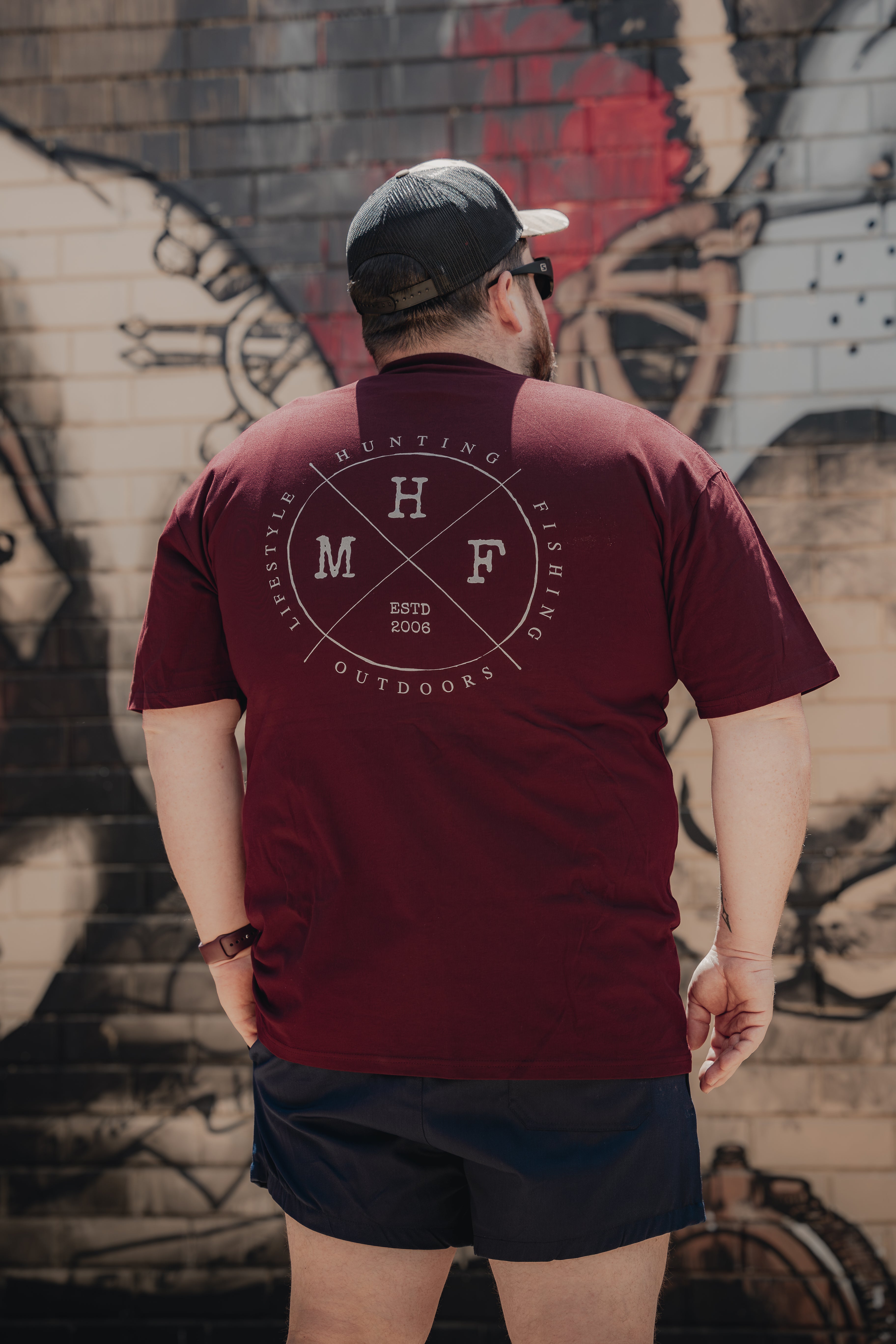 MHF Lifestyle Tee - Burgundy/Grey -  - Mansfield Hunting & Fishing - Products to prepare for Corona Virus