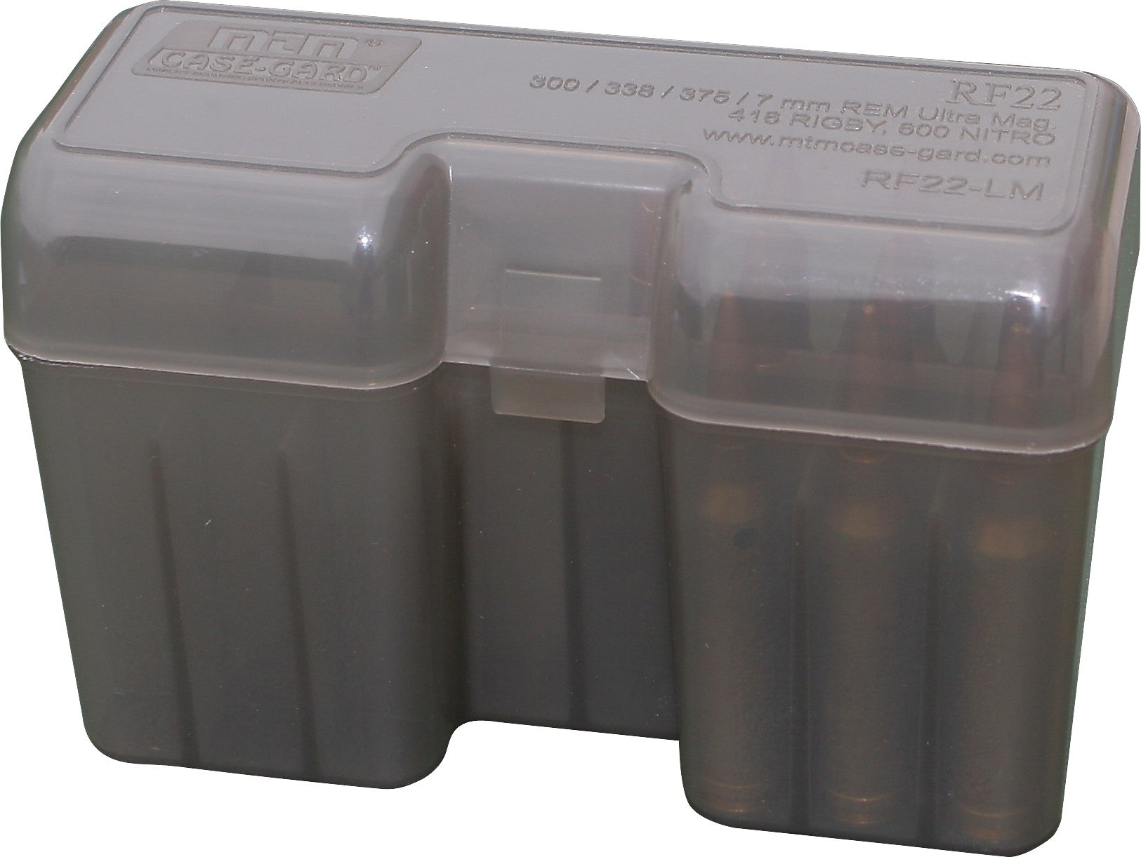 MTM 22rd Hinged Ammo Box 300 RUM Smoke - - Mansfield Hunting & Fishing - Products to prepare for Corona Virus