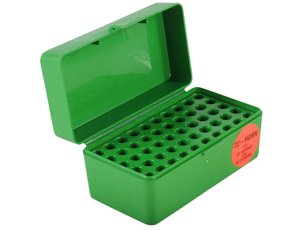 MTM 50rd Hinged Top Ammo Box 22 Hornet Green -  - Mansfield Hunting & Fishing - Products to prepare for Corona Virus