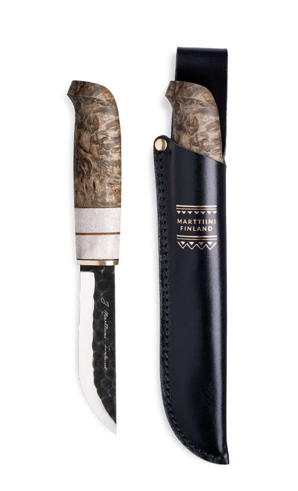 Marttiini Carbon Steel 110mm Curly Birch/ Reindeer Antler Knife with Leather Sheath -  - Mansfield Hunting & Fishing - Products to prepare for Corona Virus