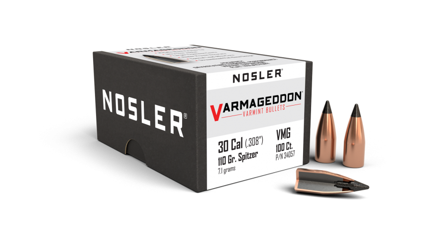 Nosler 30 cal 110gr Varmageddon Tipped Projectiles  - 100pk -  - Mansfield Hunting & Fishing - Products to prepare for Corona Virus