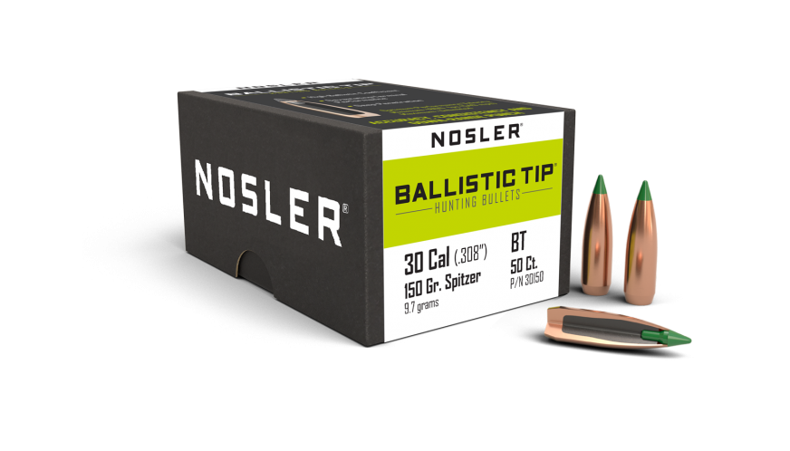Nosler 30 cal 150gr Ballistik Tip Projectiles - 50pk -  - Mansfield Hunting & Fishing - Products to prepare for Corona Virus