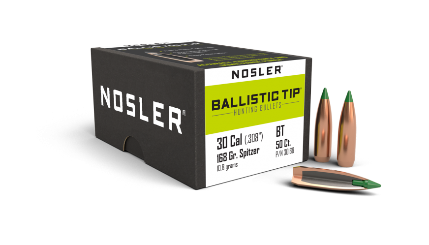 Nosler 30 cal 168gr Ballistic Tip Hunting Projectiles - 50pk -  - Mansfield Hunting & Fishing - Products to prepare for Corona Virus