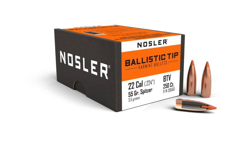 Nosler Balistic Tip 22 cal 55gr Varmint Projectiles - 250pk -  - Mansfield Hunting & Fishing - Products to prepare for Corona Virus