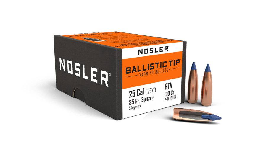 Nosler Ballistic Tip 25 Cal 85gr Varmint Projectiles - 100pk -  - Mansfield Hunting & Fishing - Products to prepare for Corona Virus