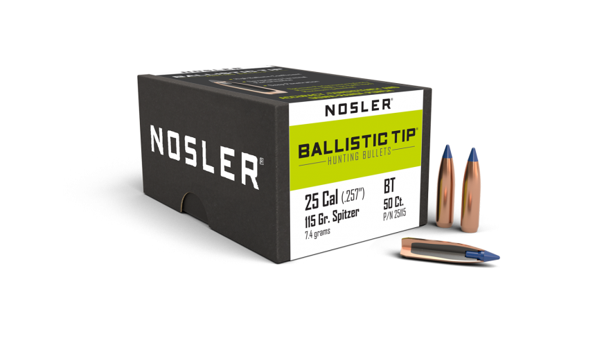 Nosler Ballistic Tip 25 cal 115gr Projectiles - 50pk -  - Mansfield Hunting & Fishing - Products to prepare for Corona Virus