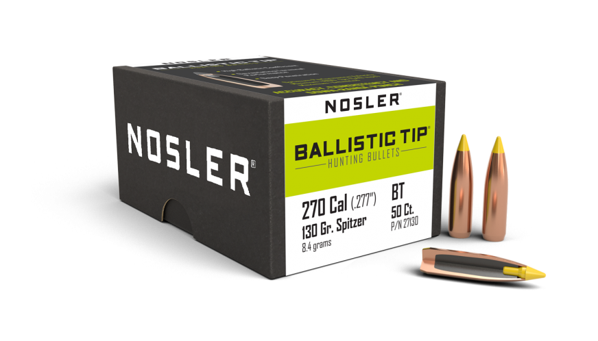 Nosler Ballistic Tip 270 130gr Hunting Projectiles - 50pk -  - Mansfield Hunting & Fishing - Products to prepare for Corona Virus