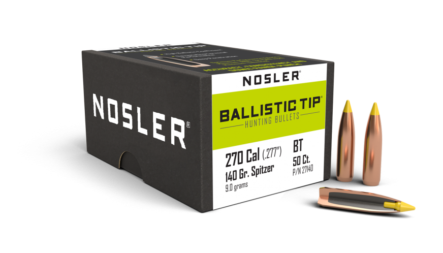 Nosler Ballistic Tip 270 140gr Spitzer Projectiles - 50pk -  - Mansfield Hunting & Fishing - Products to prepare for Corona Virus
