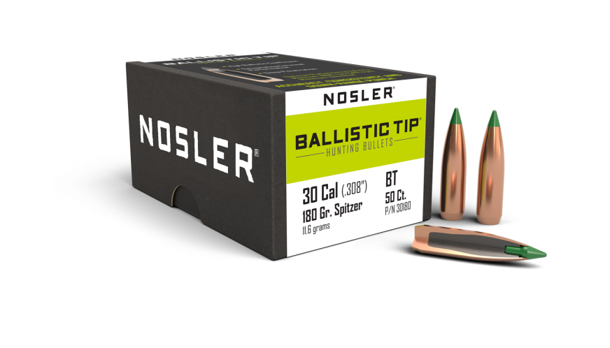 Nosler Ballistic Tip 30 cal 180gr Hunting Projectiles - 50pk -  - Mansfield Hunting & Fishing - Products to prepare for Corona Virus