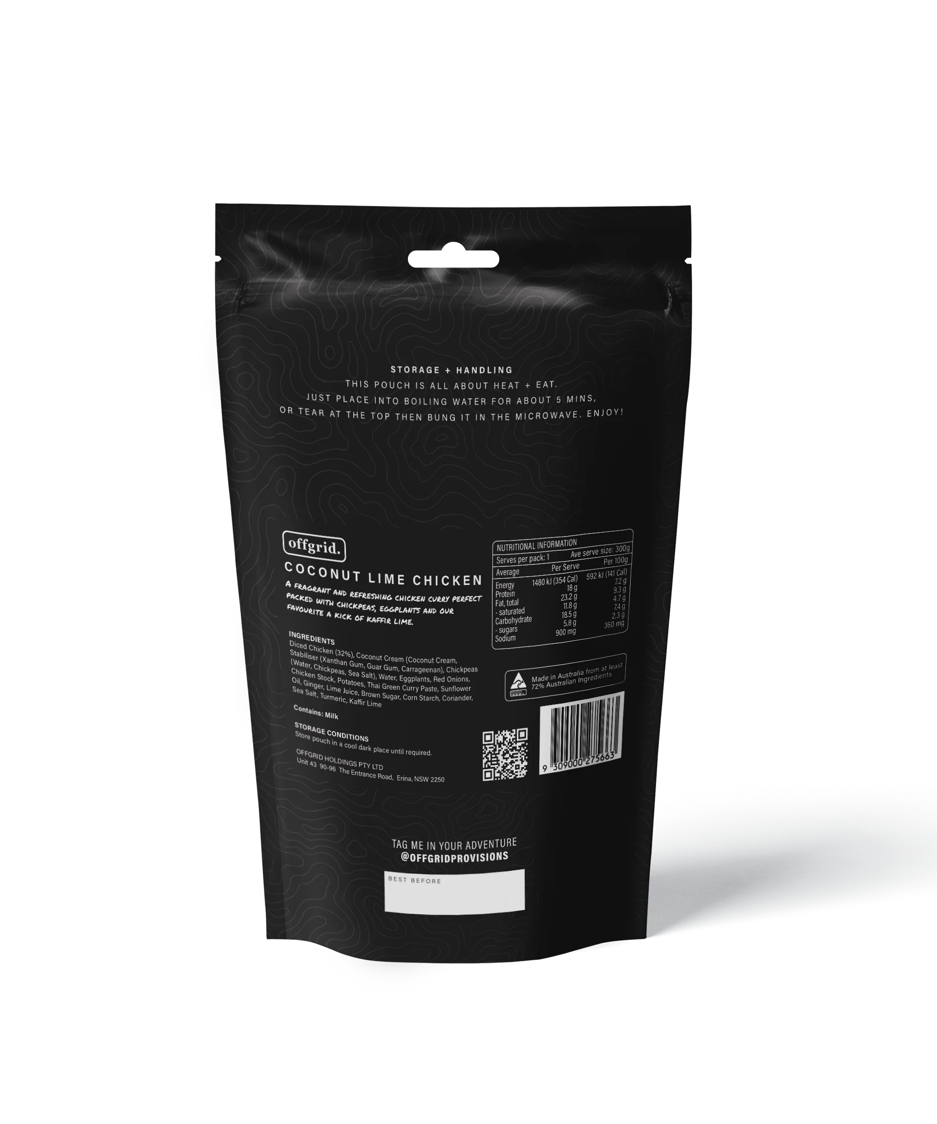 Offgrid Provisions Coconut Lime Chicken 250gr - - Mansfield Hunting & Fishing - Products to prepare for Corona Virus