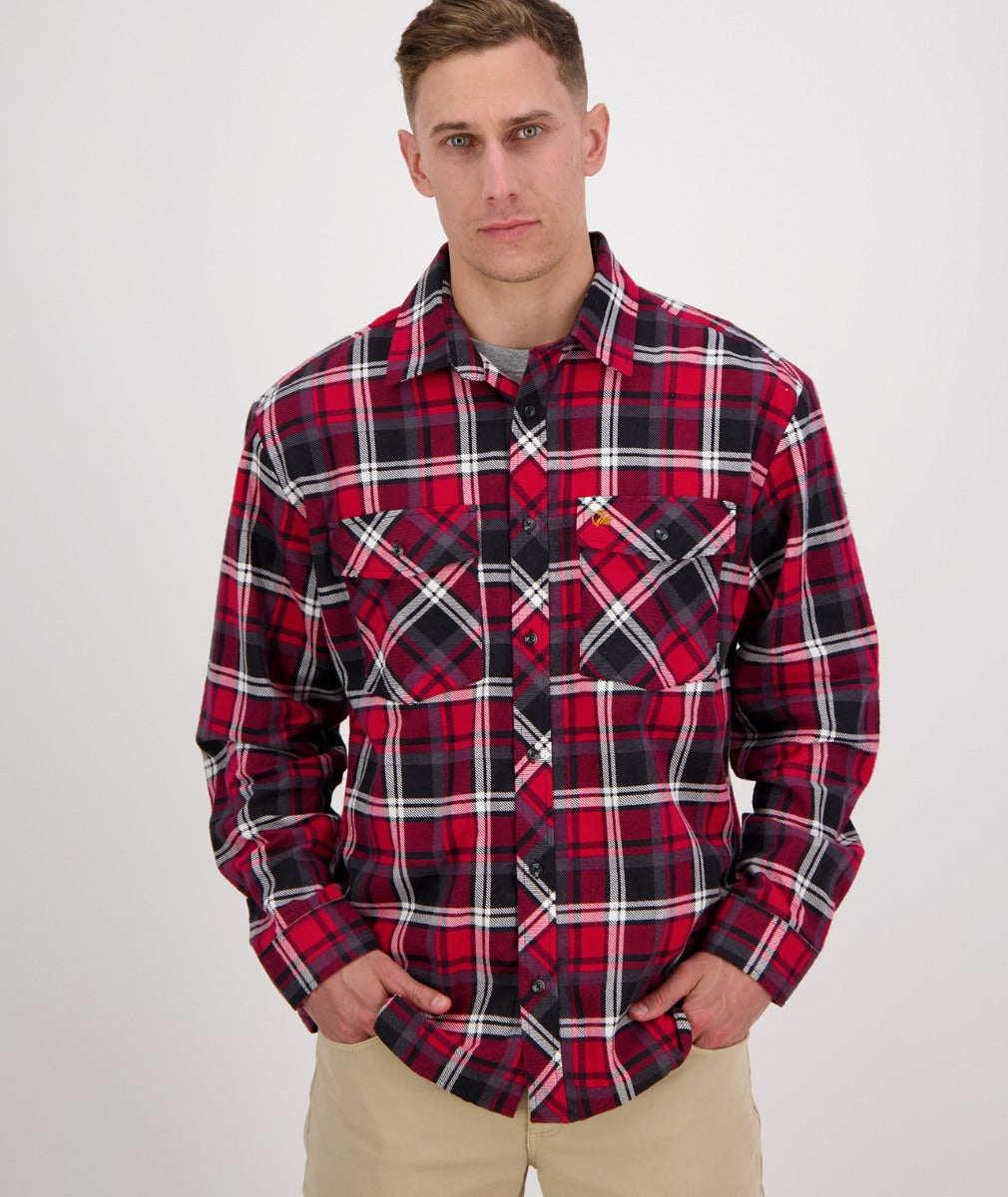 Swanndri Egmont Full Button Flannelette Shirt - Twin Pack - Navy/Oxblood -  - Mansfield Hunting & Fishing - Products to prepare for Corona Virus