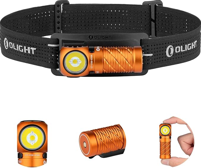 Olight Perun 3 Mini 1250 Lumen Head Torch - Orange - - Mansfield Hunting & Fishing - Products to prepare for Corona Virus