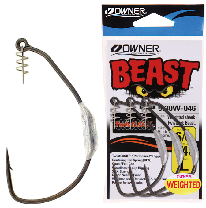 Owner Beast Weighted Twist Lock Hook 4/0 1/8oz -  - Mansfield Hunting & Fishing - Products to prepare for Corona Virus