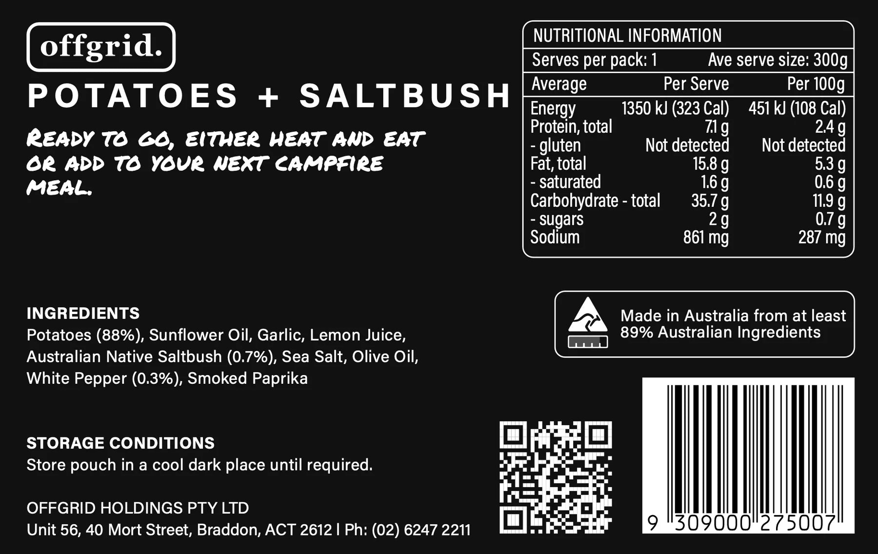 Offgrid Provisions Saltbush Potatoes - 300g -  - Mansfield Hunting & Fishing - Products to prepare for Corona Virus
