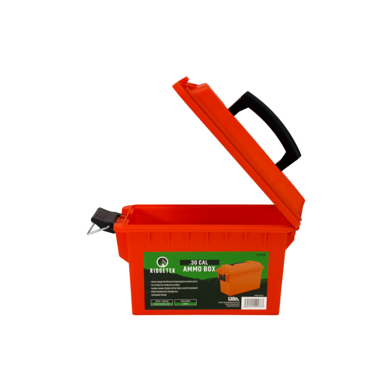 Ridgetek 30cal Ammo Box Emergency Orange - - Mansfield Hunting & Fishing - Products to prepare for Corona Virus