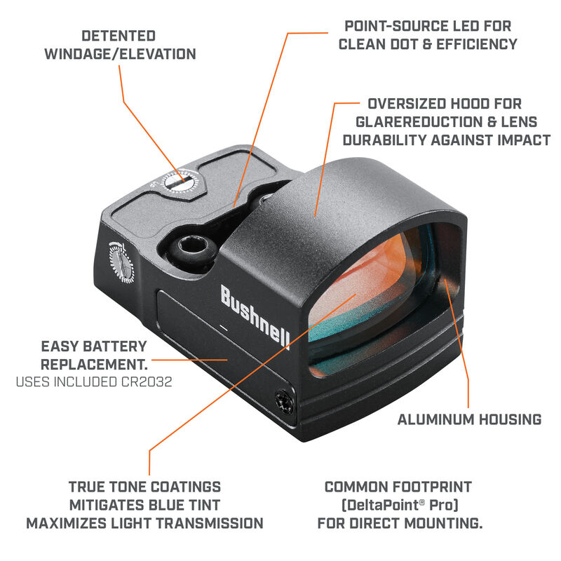 Bushnell RXS100 1x25 4 MOA Reflex Sight -  - Mansfield Hunting & Fishing - Products to prepare for Corona Virus