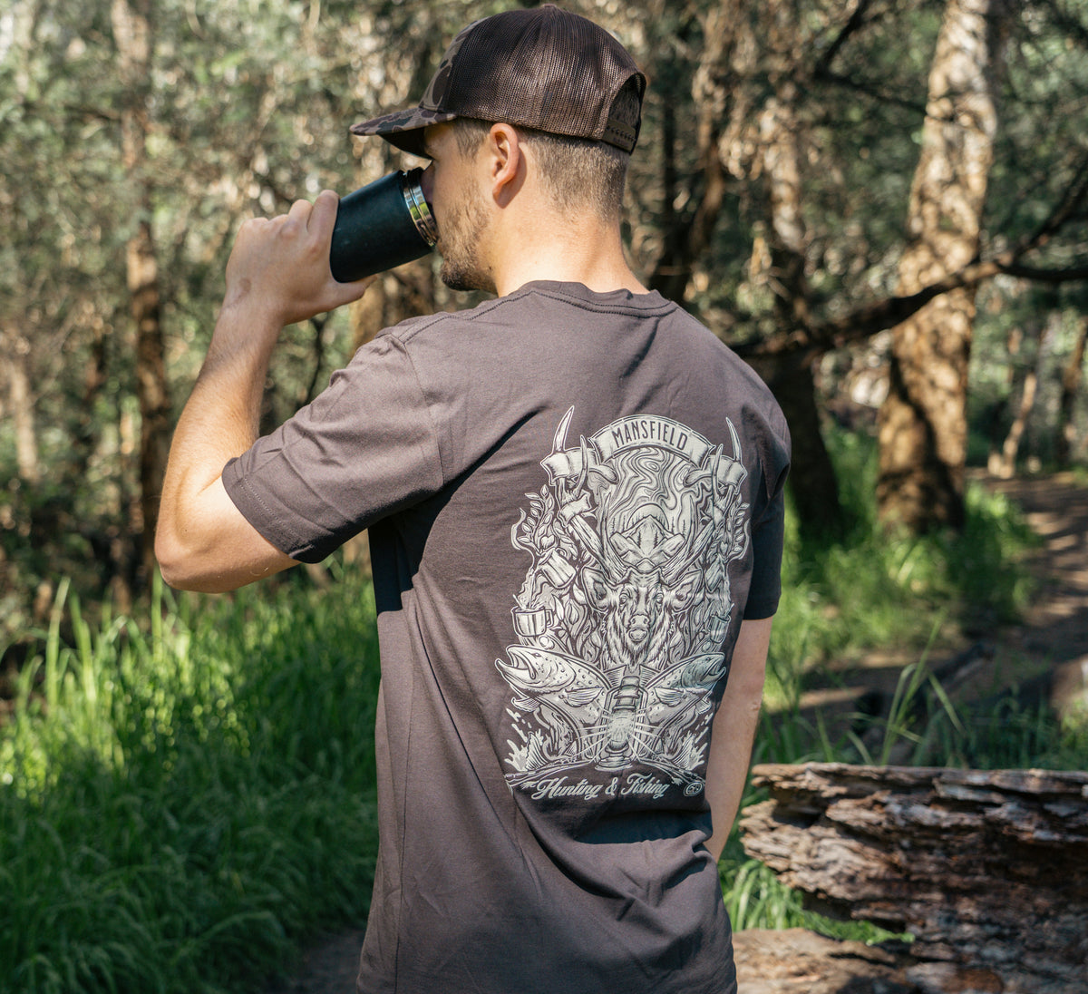 MHF Mens High Country Tee - Coal - - Mansfield Hunting & Fishing - Products to prepare for Corona Virus