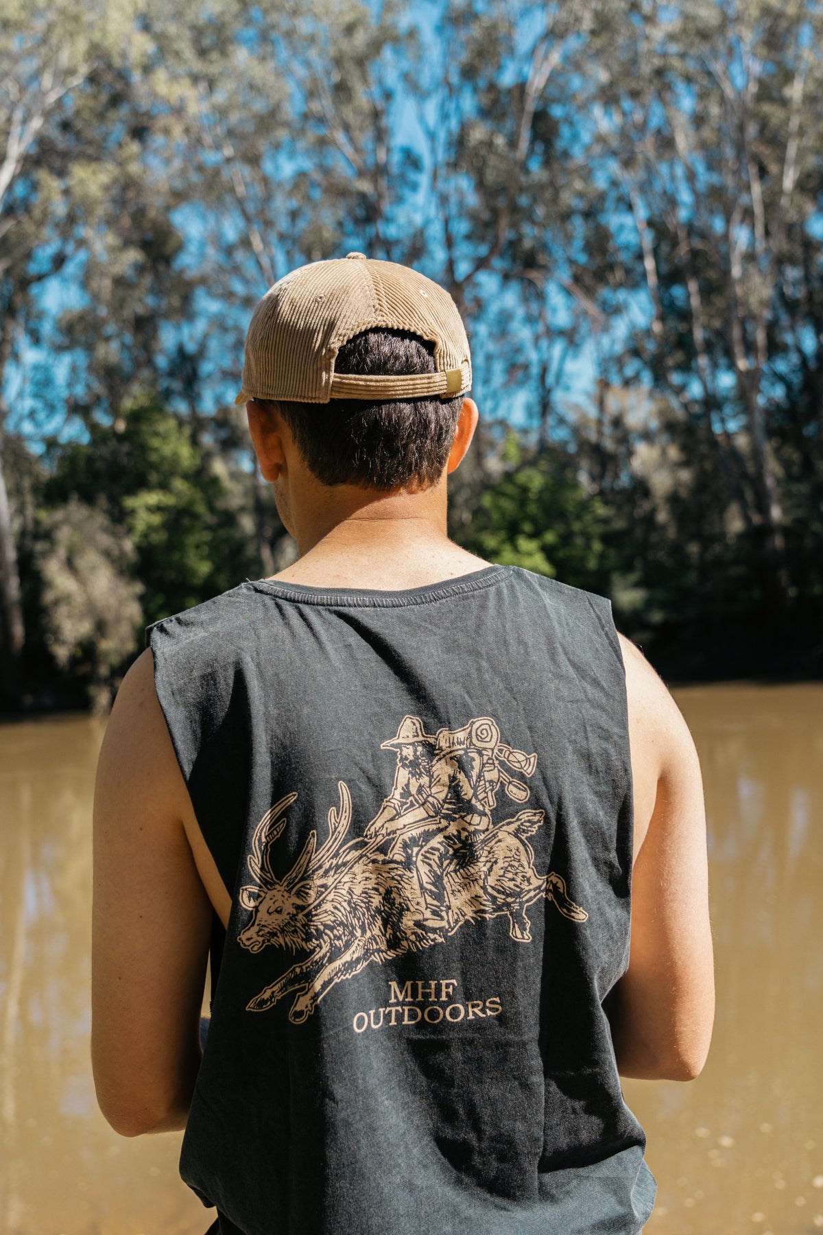 MHF Mens Yee Haw Singlet - Stone Wash Black - - Mansfield Hunting & Fishing - Products to prepare for Corona Virus